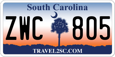 SC license plate ZWC805
