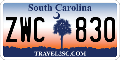 SC license plate ZWC830