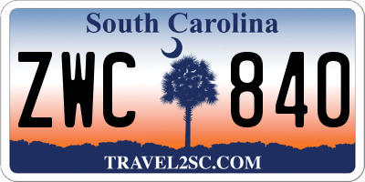SC license plate ZWC840