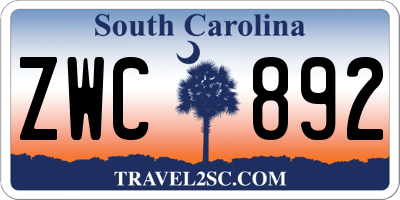 SC license plate ZWC892