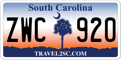 SC license plate ZWC920