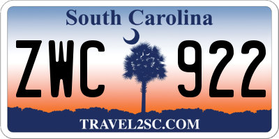 SC license plate ZWC922