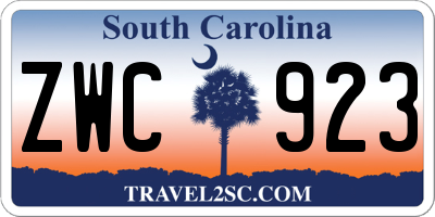 SC license plate ZWC923
