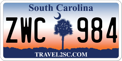 SC license plate ZWC984