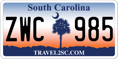 SC license plate ZWC985