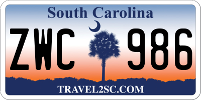 SC license plate ZWC986