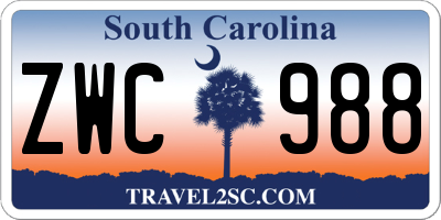 SC license plate ZWC988