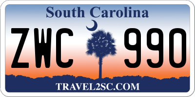 SC license plate ZWC990