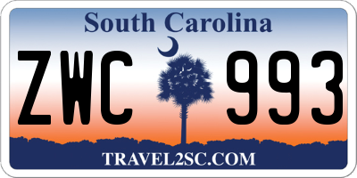 SC license plate ZWC993