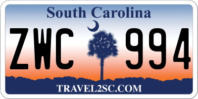 SC license plate ZWC994