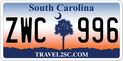 SC license plate ZWC996