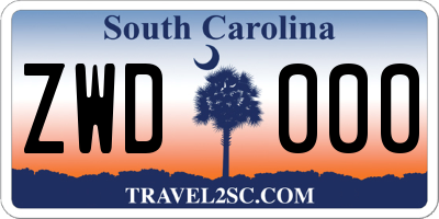 SC license plate ZWD000