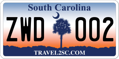 SC license plate ZWD002