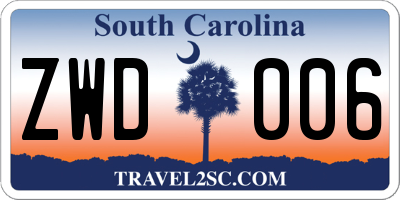 SC license plate ZWD006