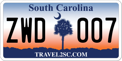 SC license plate ZWD007