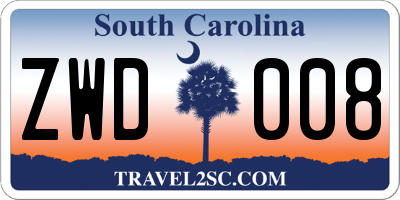 SC license plate ZWD008