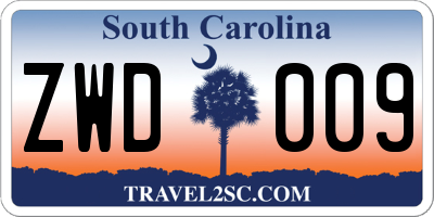 SC license plate ZWD009