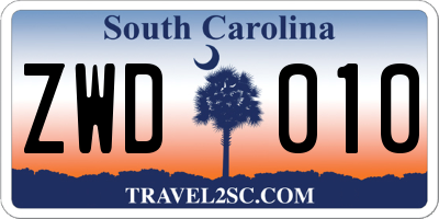 SC license plate ZWD010