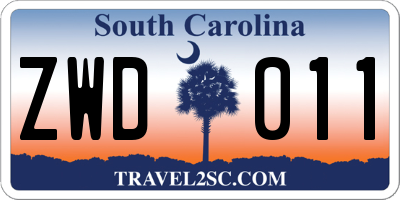 SC license plate ZWD011