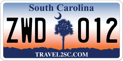 SC license plate ZWD012