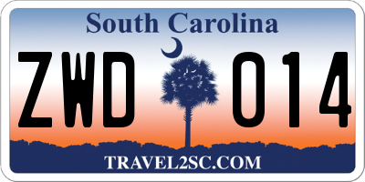 SC license plate ZWD014