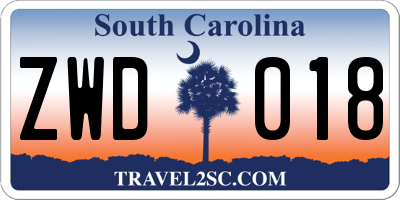 SC license plate ZWD018
