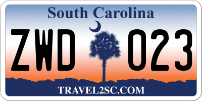 SC license plate ZWD023