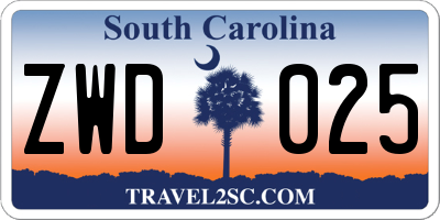 SC license plate ZWD025