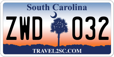 SC license plate ZWD032