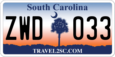 SC license plate ZWD033