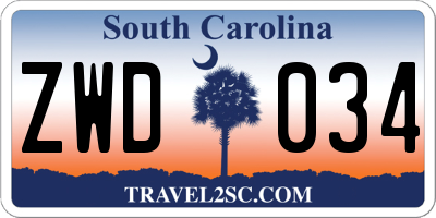 SC license plate ZWD034
