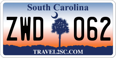 SC license plate ZWD062