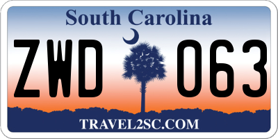 SC license plate ZWD063