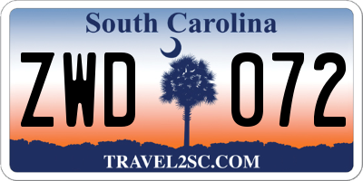 SC license plate ZWD072
