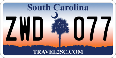 SC license plate ZWD077