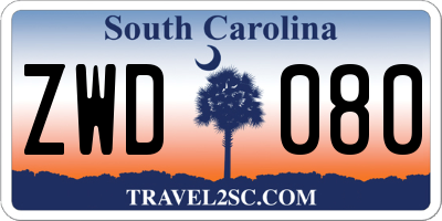 SC license plate ZWD080