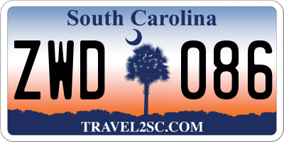 SC license plate ZWD086