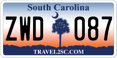 SC license plate ZWD087