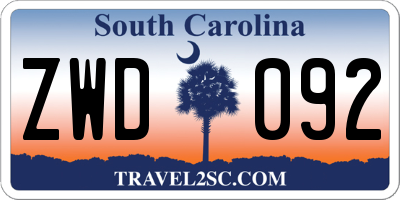 SC license plate ZWD092