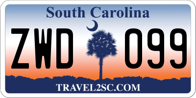 SC license plate ZWD099