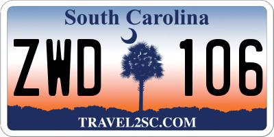 SC license plate ZWD106