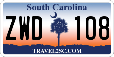 SC license plate ZWD108