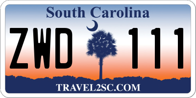 SC license plate ZWD111