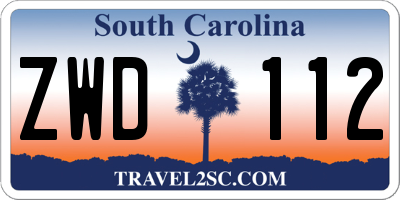 SC license plate ZWD112
