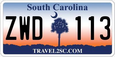 SC license plate ZWD113