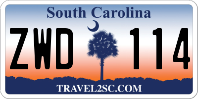 SC license plate ZWD114