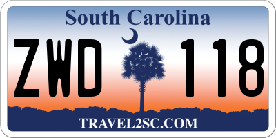 SC license plate ZWD118