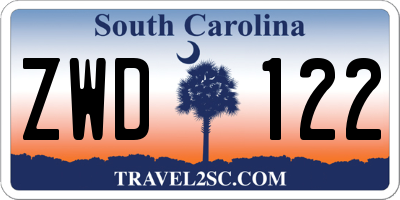 SC license plate ZWD122