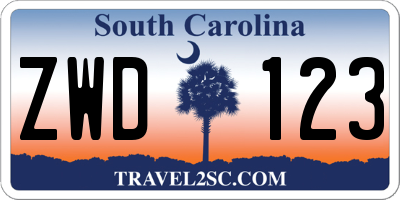 SC license plate ZWD123