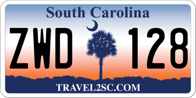 SC license plate ZWD128
